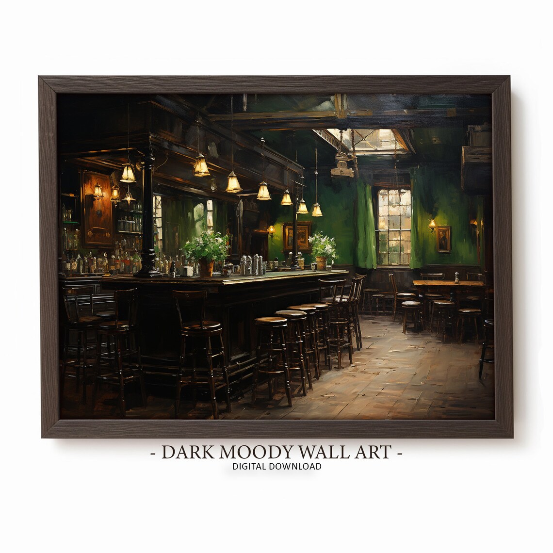 Irish Pub Dark Moody Abstract Wall Art Print