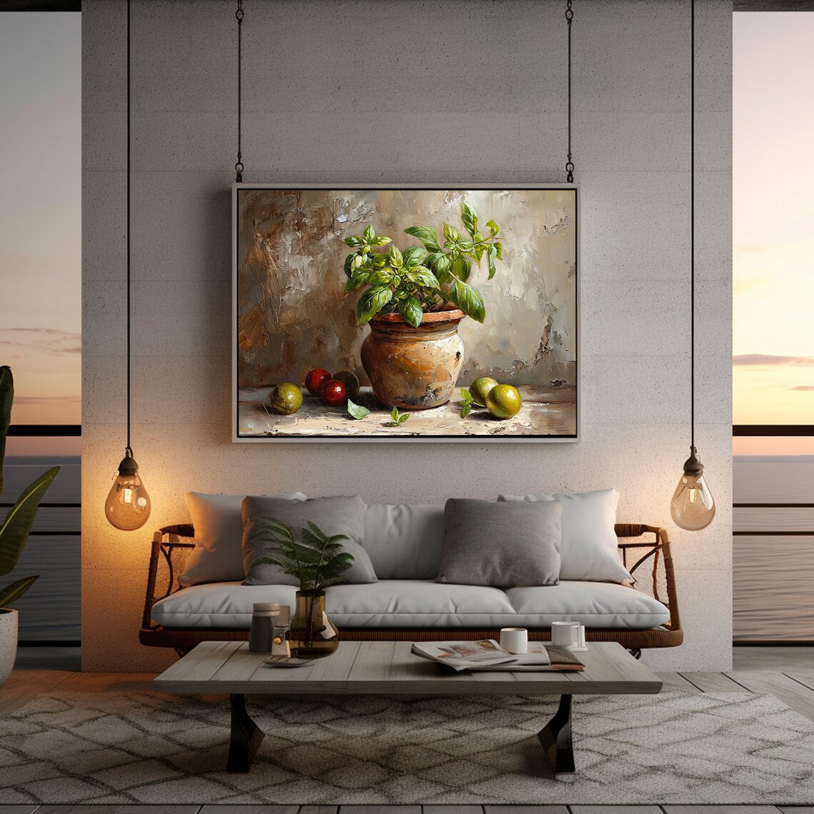 Moody Basil Still Life, Kitchen Decor Art Print - Image 4
