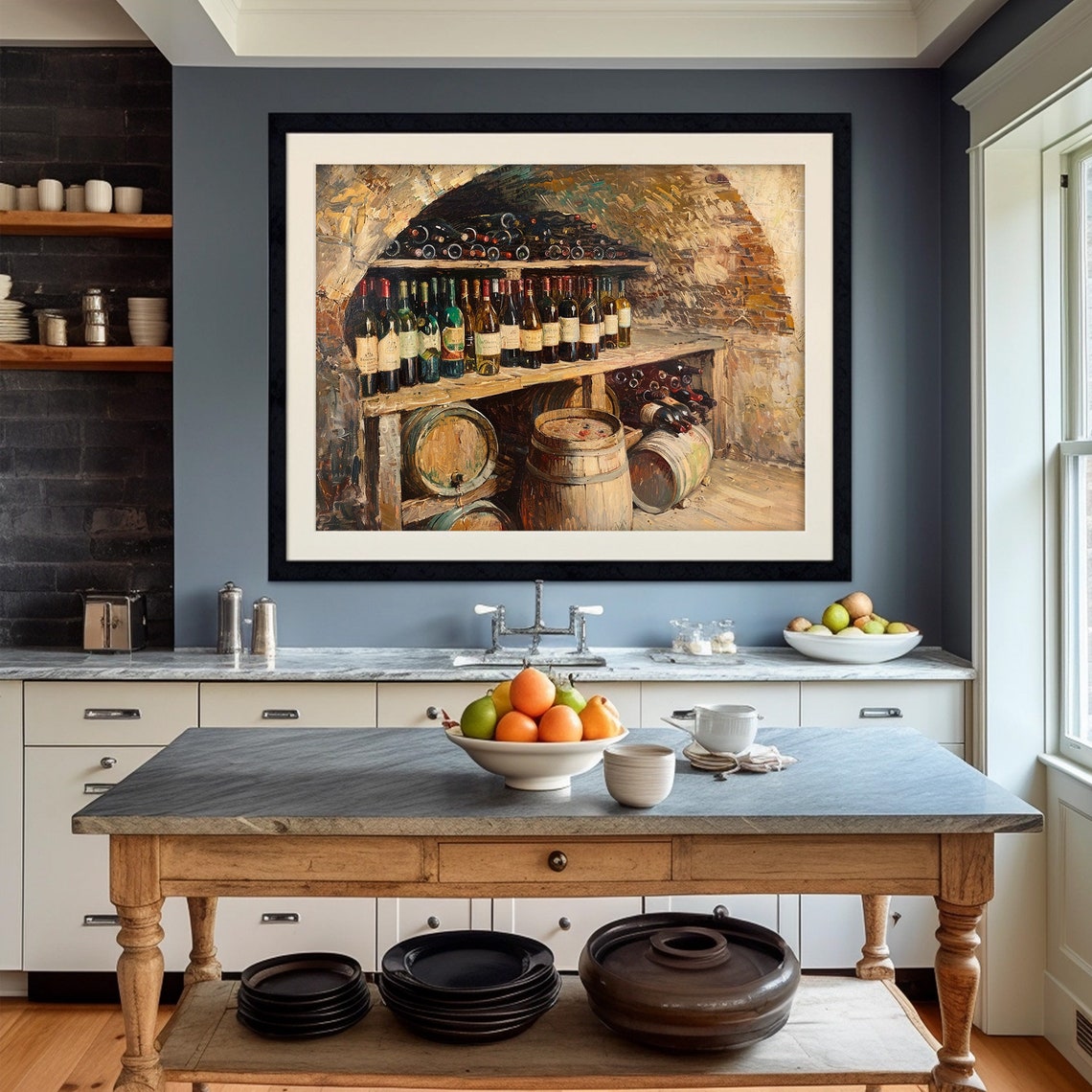 Wine Cellar Print Bar Wall Art Restaurant Print Kitchen Art Print Dark Moody Art Wall Art - Image 2