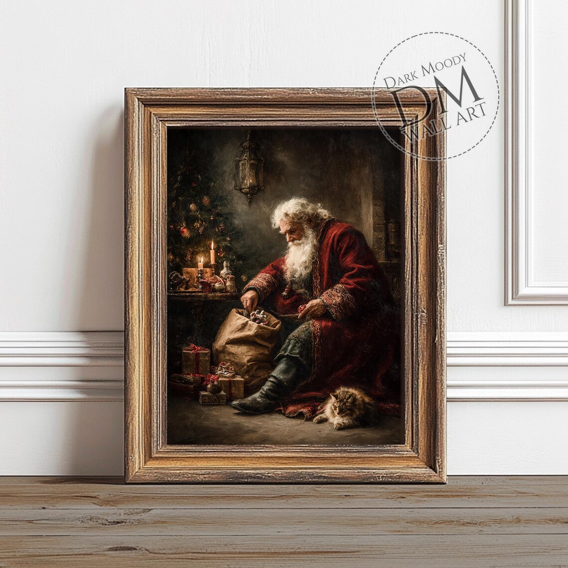 Santa Claus Vintage Moody Holiday Scene Art Print