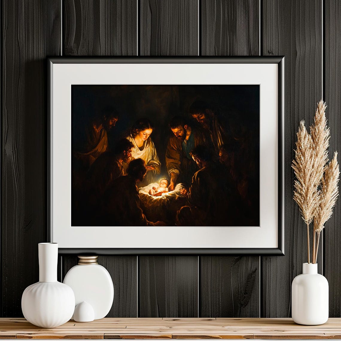 Nativity Scene Birth Of Baby Jesus Painting Vintage Christmas Wall Art Christian Wall Art Holy Family Print - Image 4