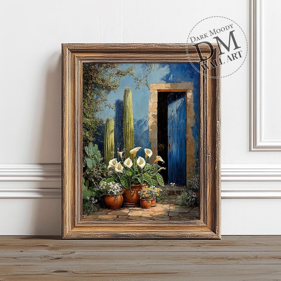 Mexican Courtyard Calla Lily Cactus Art Print