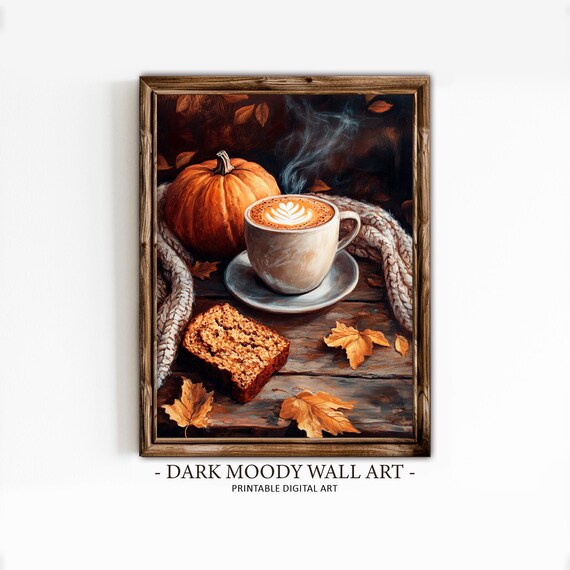 Pumpkin Latte Fall Morning Cozy Knit Blanket Rustic Wall Art