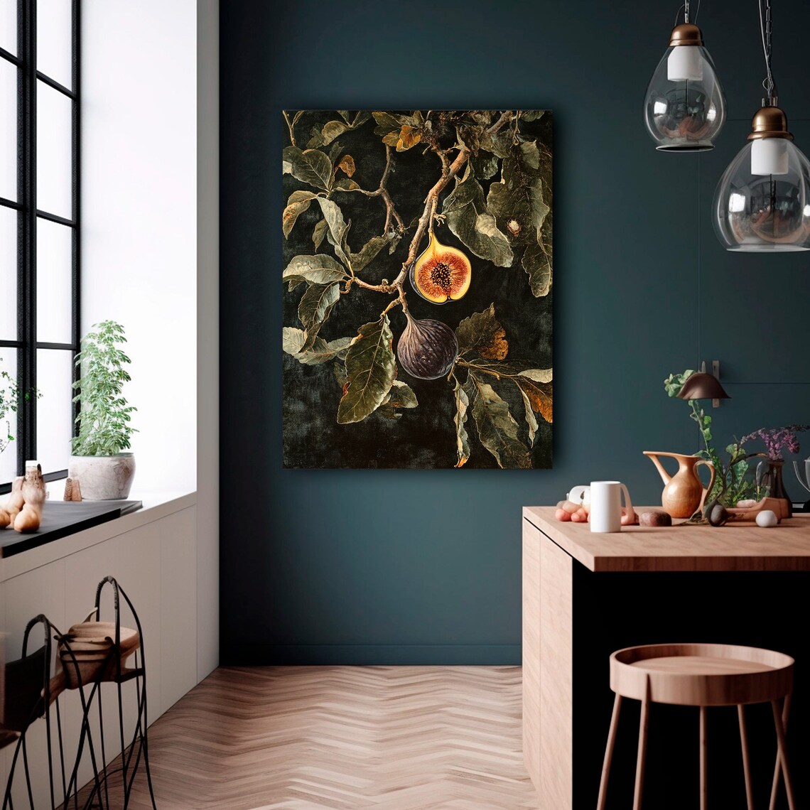 Vintage Fig Print, Dark Academia Kitchen Art - Image 2