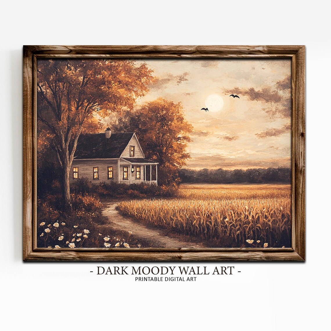 Dark Moody Country Cottage Vintage Farm Landscape - Image 2