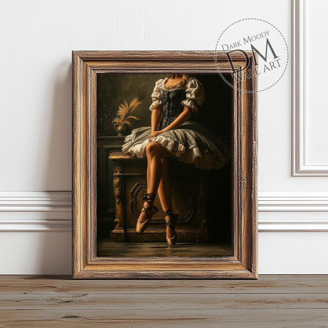 Ballerina in Corset and Tutu Seated Moody Victorian Painting Poster