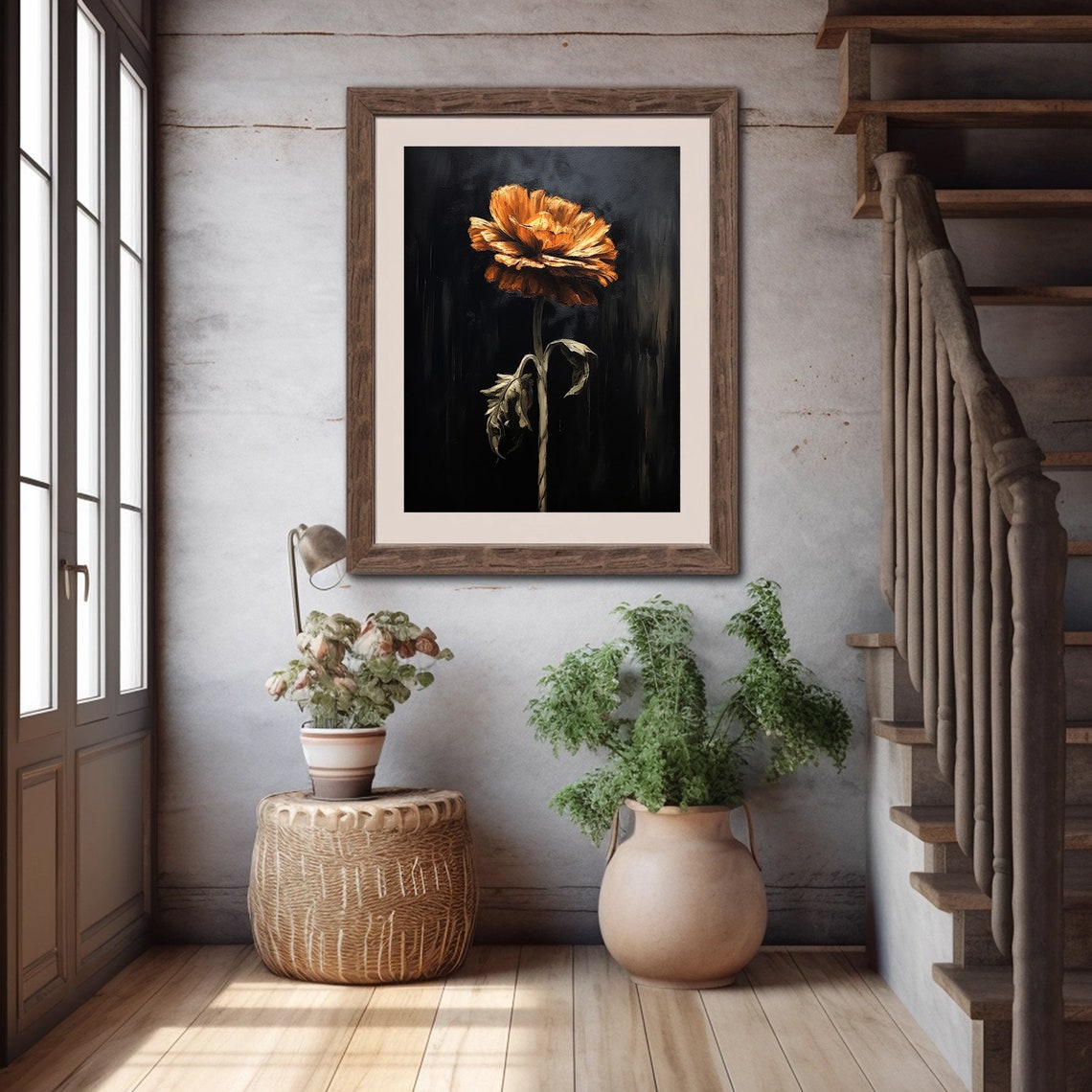 Lonely Orange Blossom Dark Moody Botanical Study Artwork Poster - Image 5