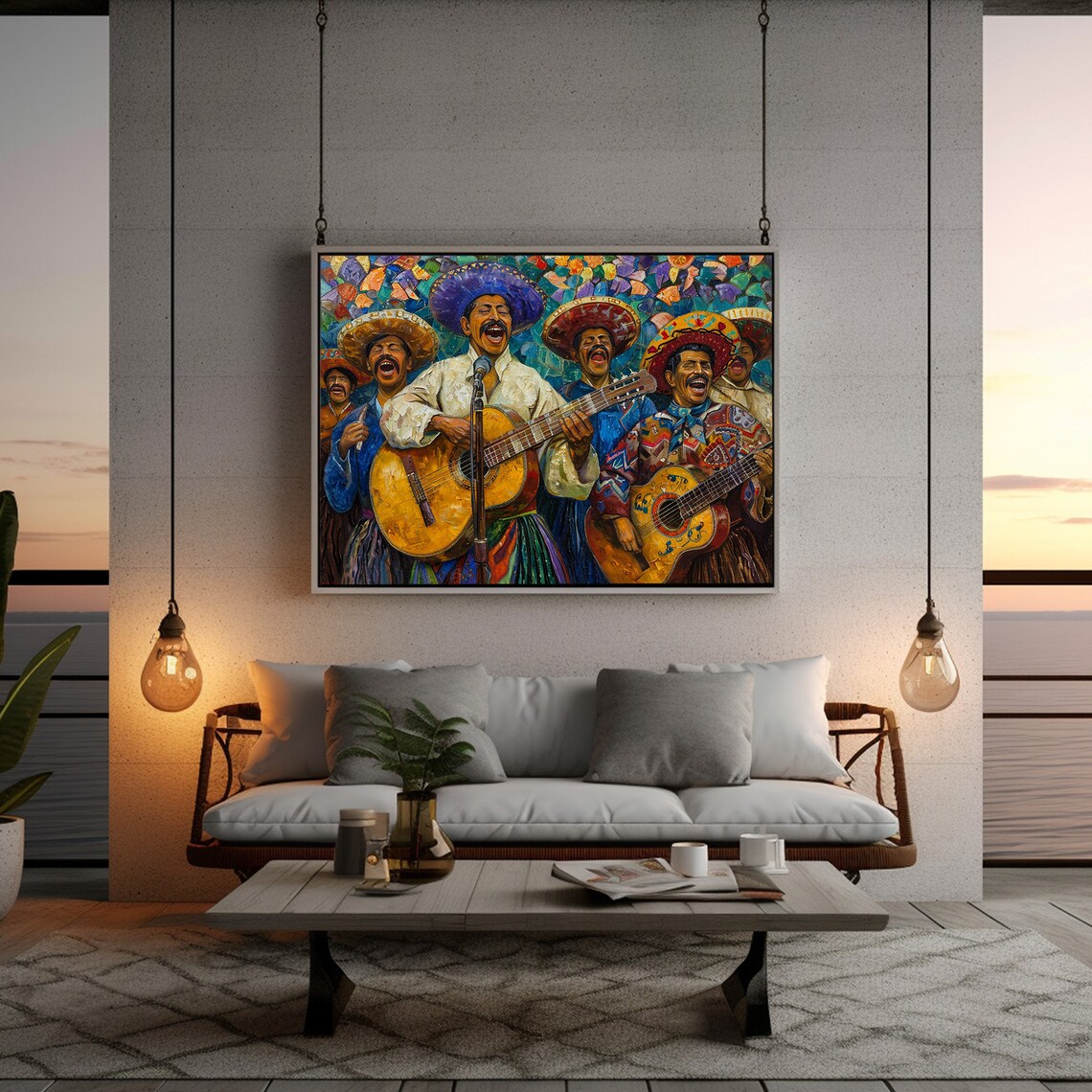 Colorful Mariachi Band Sombreros Guitars Mexican Folk Music Poster - Image 2