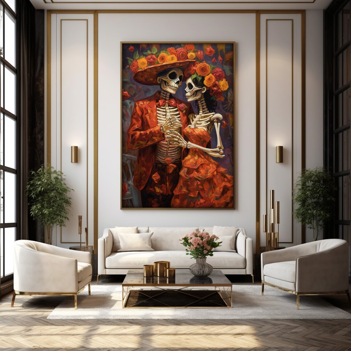 Dia De Los Muertos Skeleton Couple Art Print - Image 5
