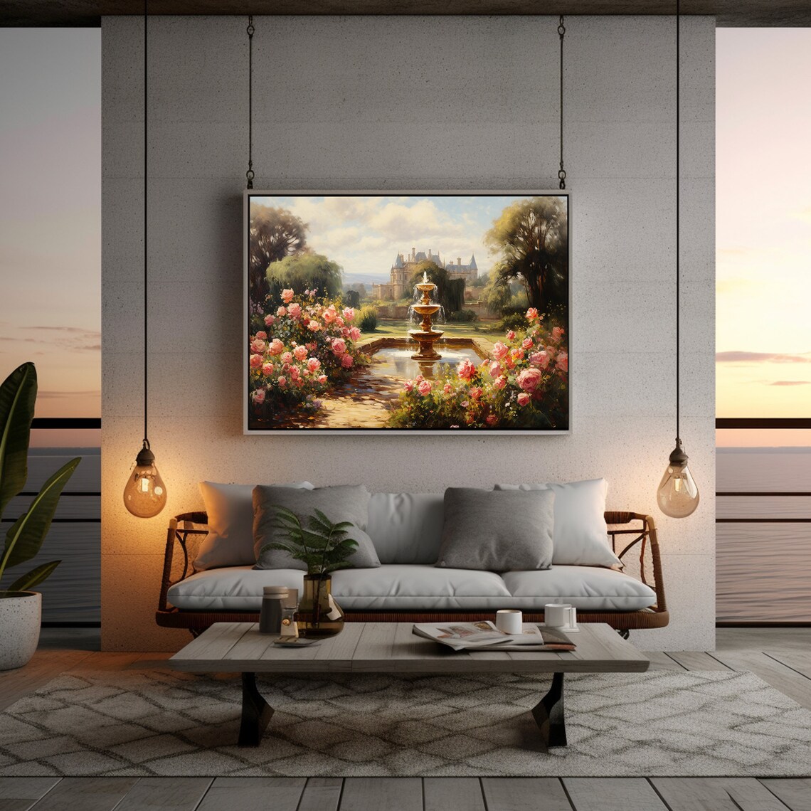 Fountain Rose Garden, Romantic Coquette Art Print - Image 3