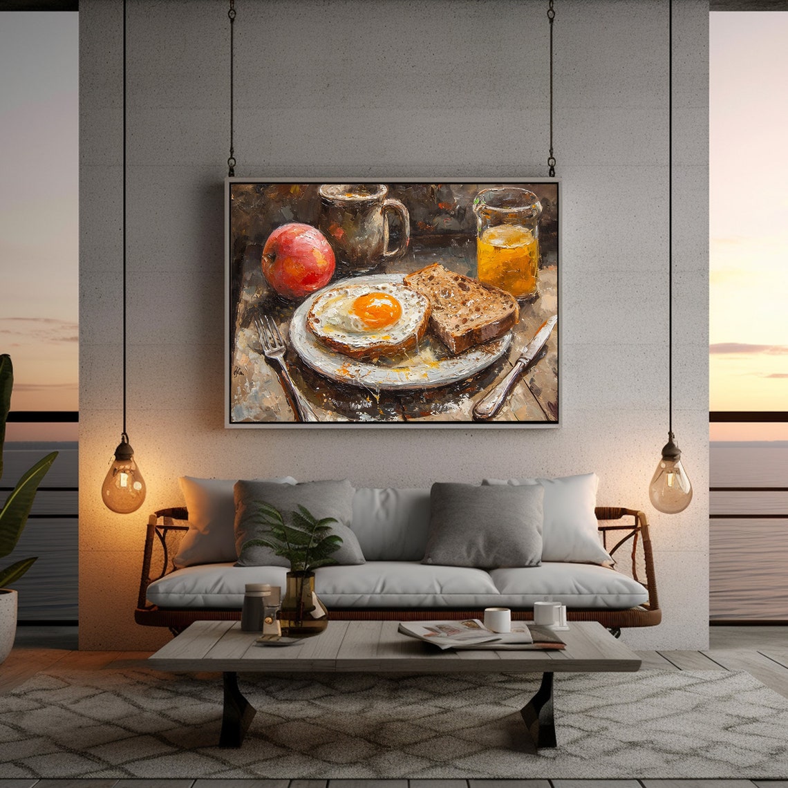 Breakfast And Brunch Art Prints Moody Still Life Kitchen Art Egg Painting Food Print - Image 2