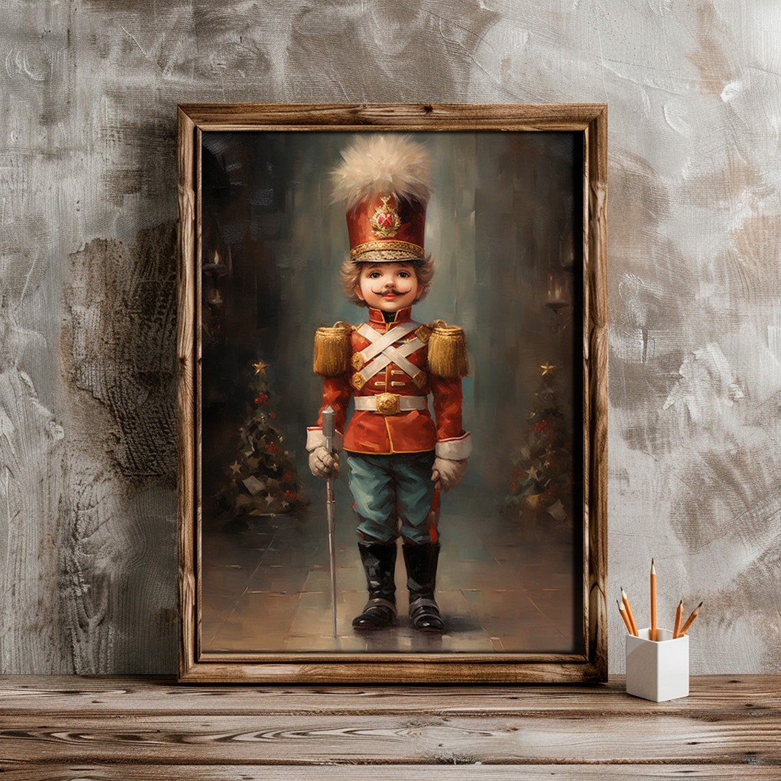 Vintage Nutcracker Soldier White Plume Red Uniform Christmas Poster - Image 6