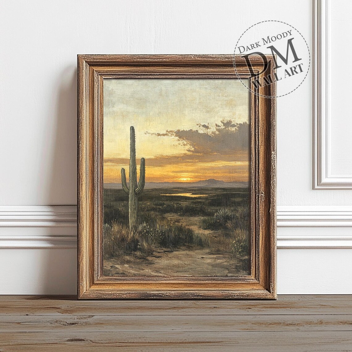 Desert Cactus Sunset Art Print, Southwestern Landscape