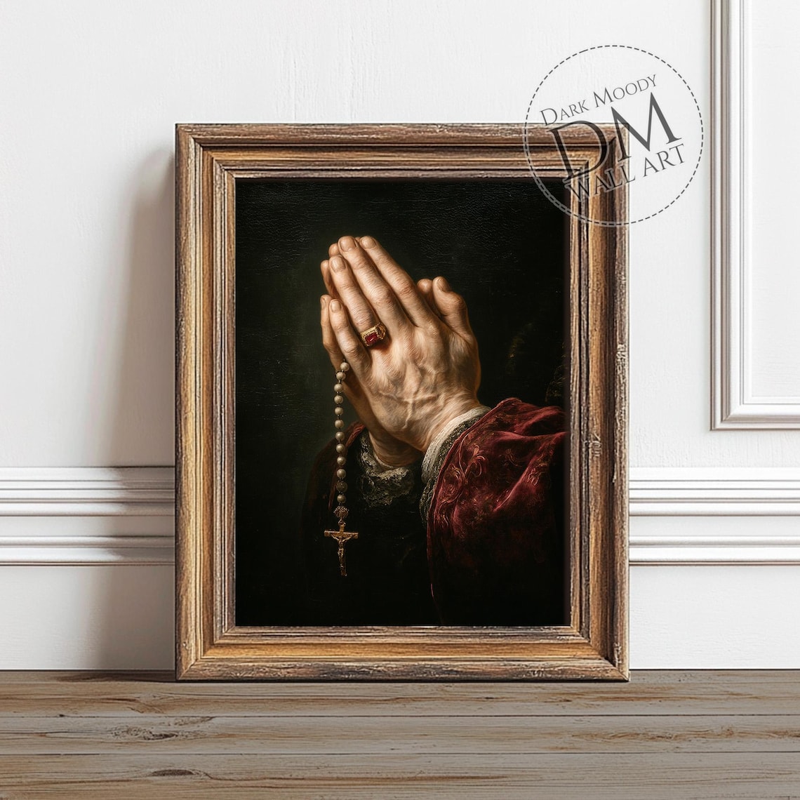 Praying Hands Religious Rosary Christian Art Print