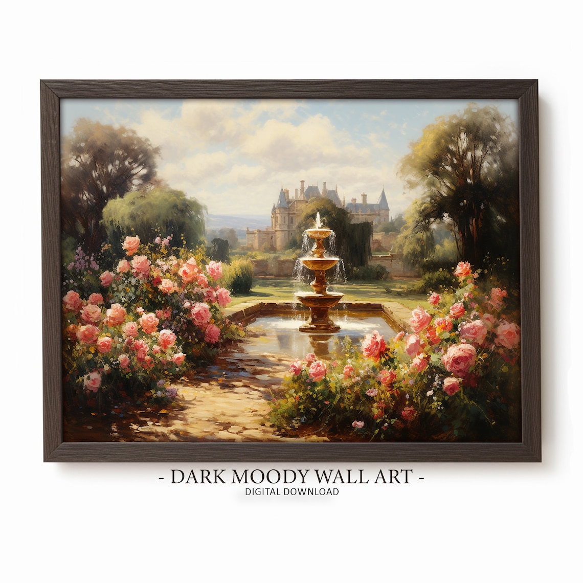 Fountain Rose Garden, Romantic Coquette Art Print