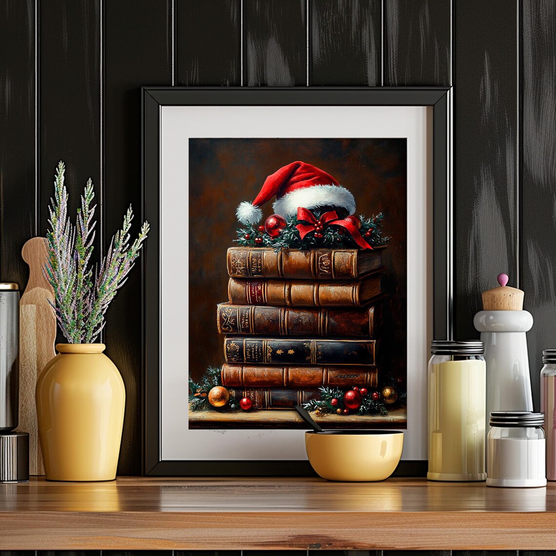 Christmas Books Print, Vintage Dark Academia Decor - Image 4