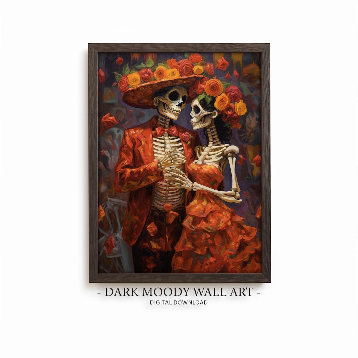 Dia De Los Muertos Skeleton Couple Art Print
