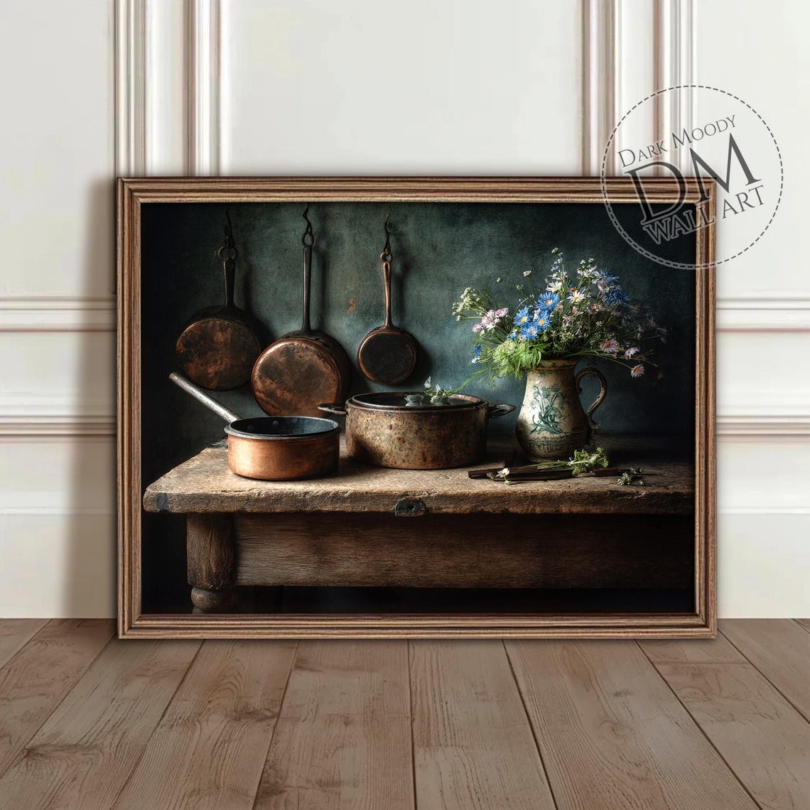 French Country Kitchen Copper Pots Rustic Still Life Farmhouse Poster