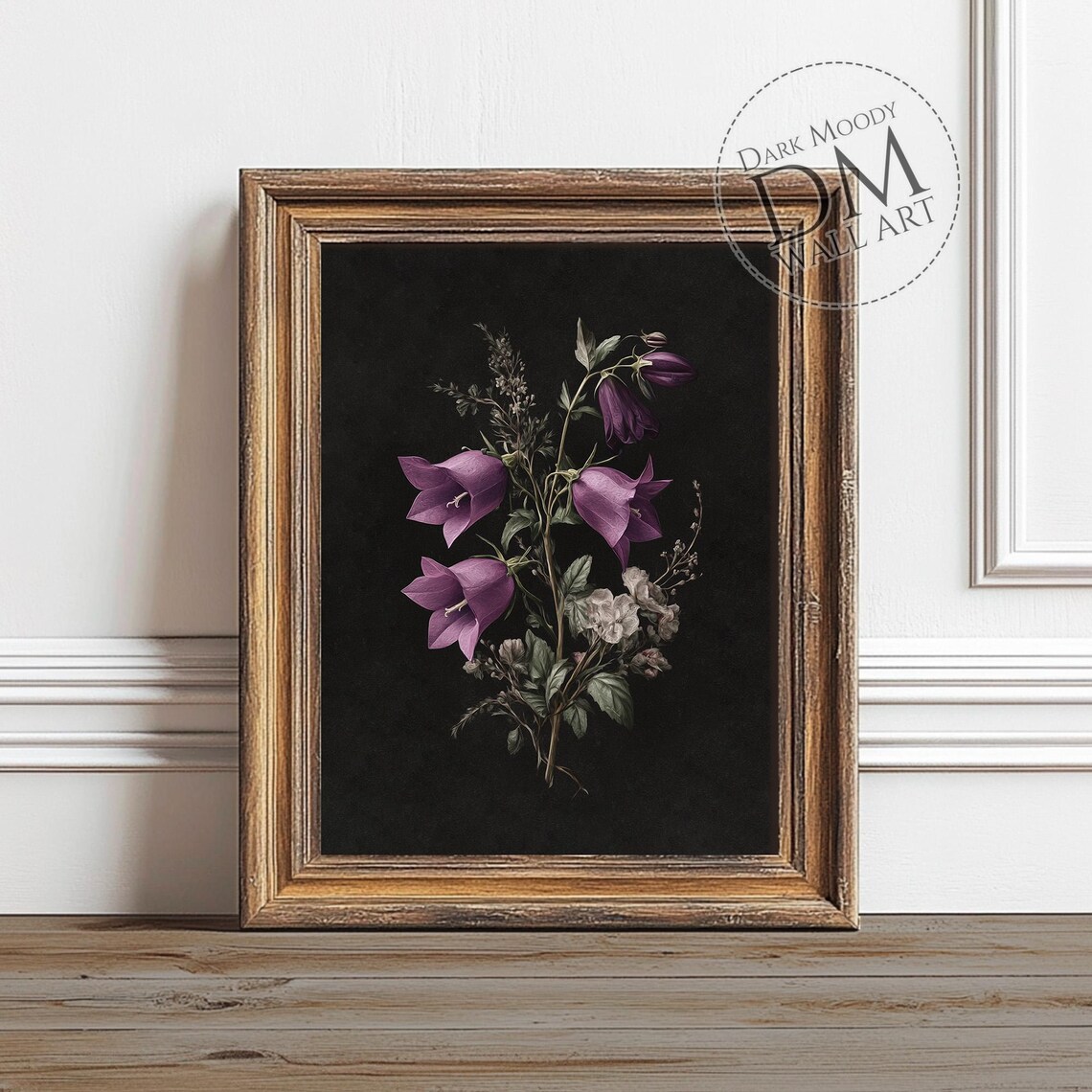 Purple Bellflower Gothic Moody Floral Art Print