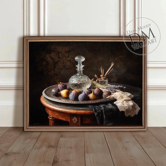 Figs Decanter Wall Art Gothic Victorian Still Life Print