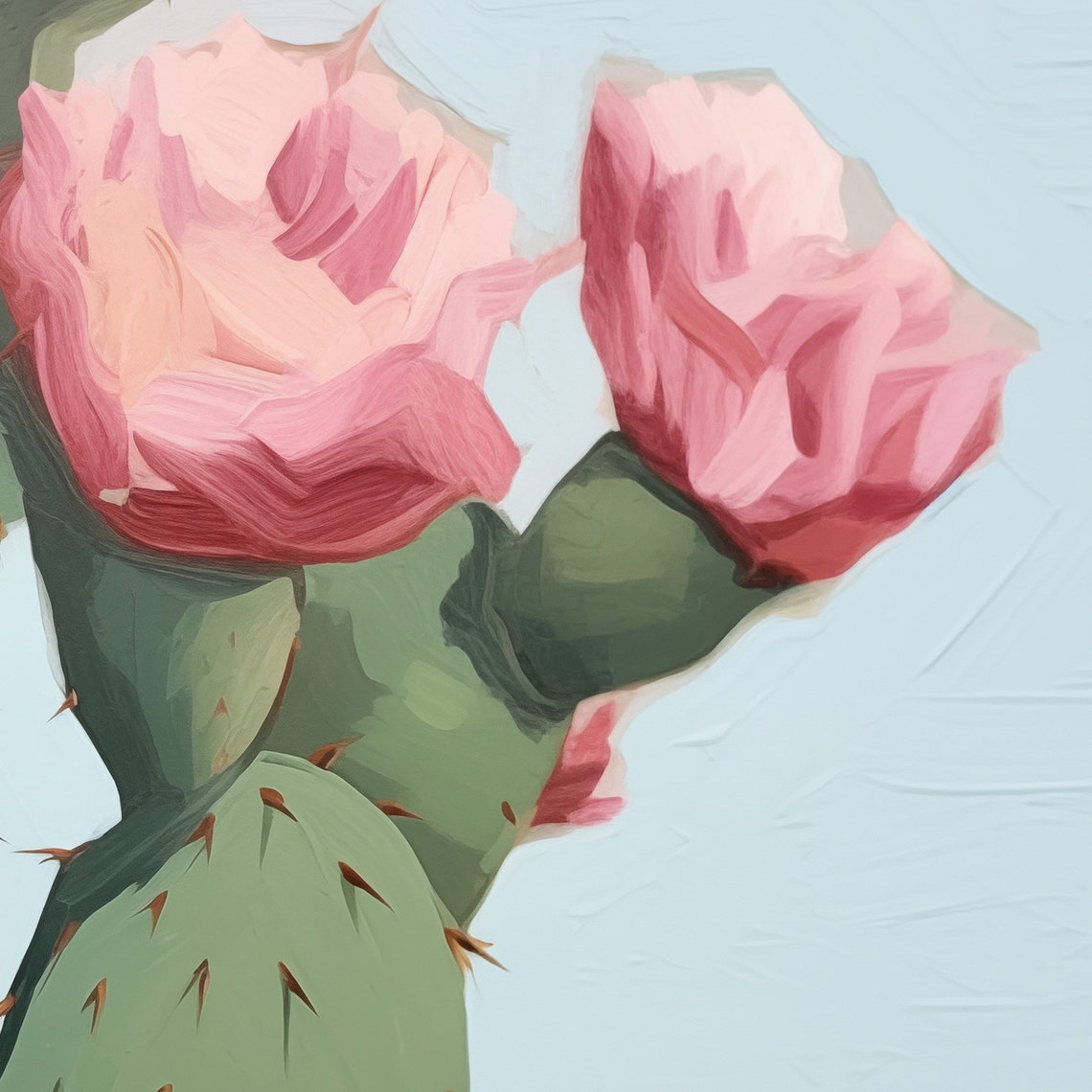 Pink Blooming Prickly Pear Cactus Pastel Western Desert Art Poster - Image 2
