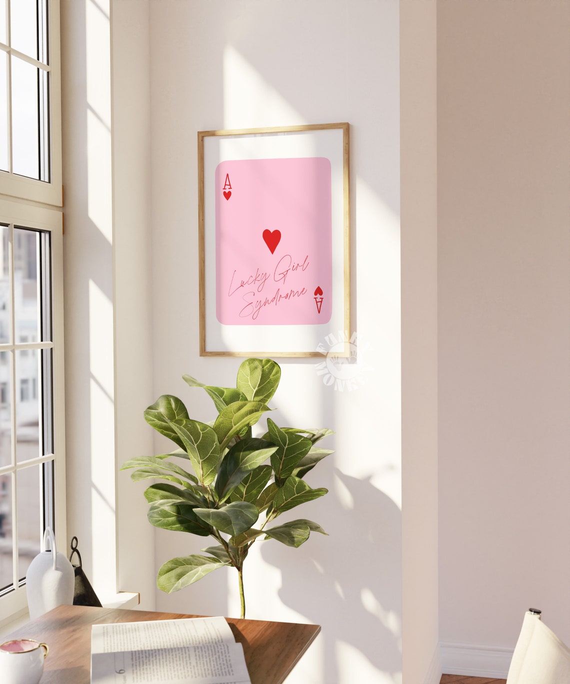 Lucky Girl Syndrome Pink Retro Ace Of Hearts Poster - Image 3
