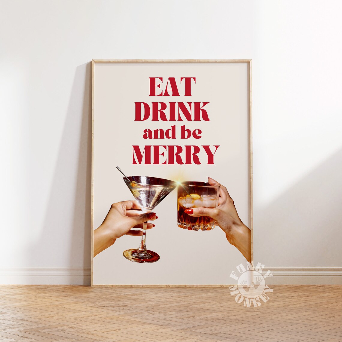 Holiday Bar Cart Christmas Cocktail Art Print