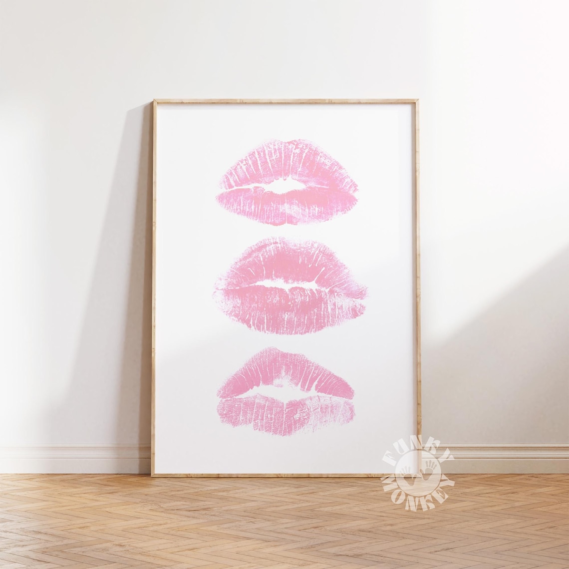 Kiss Lips Pink Kisses Art Print, Girly Decor - Image 3