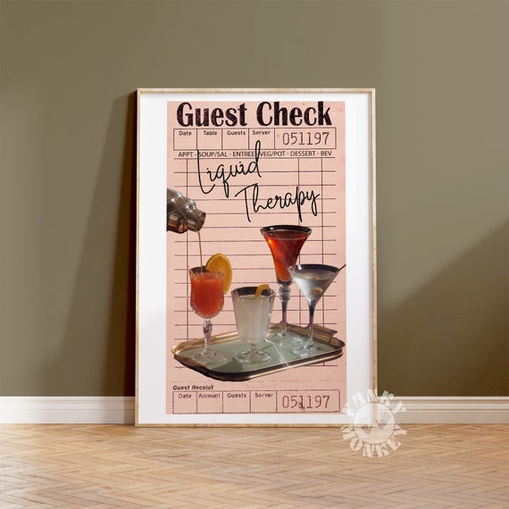 Guest Check Liquid Therapy Retro Cocktail Art Print