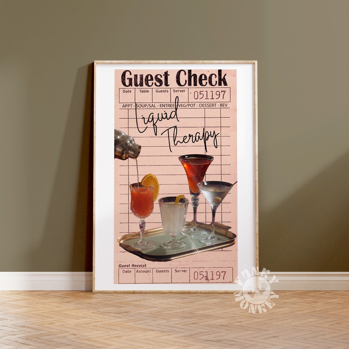 Guest Check Liquid Therapy Retro Cocktail Art Print