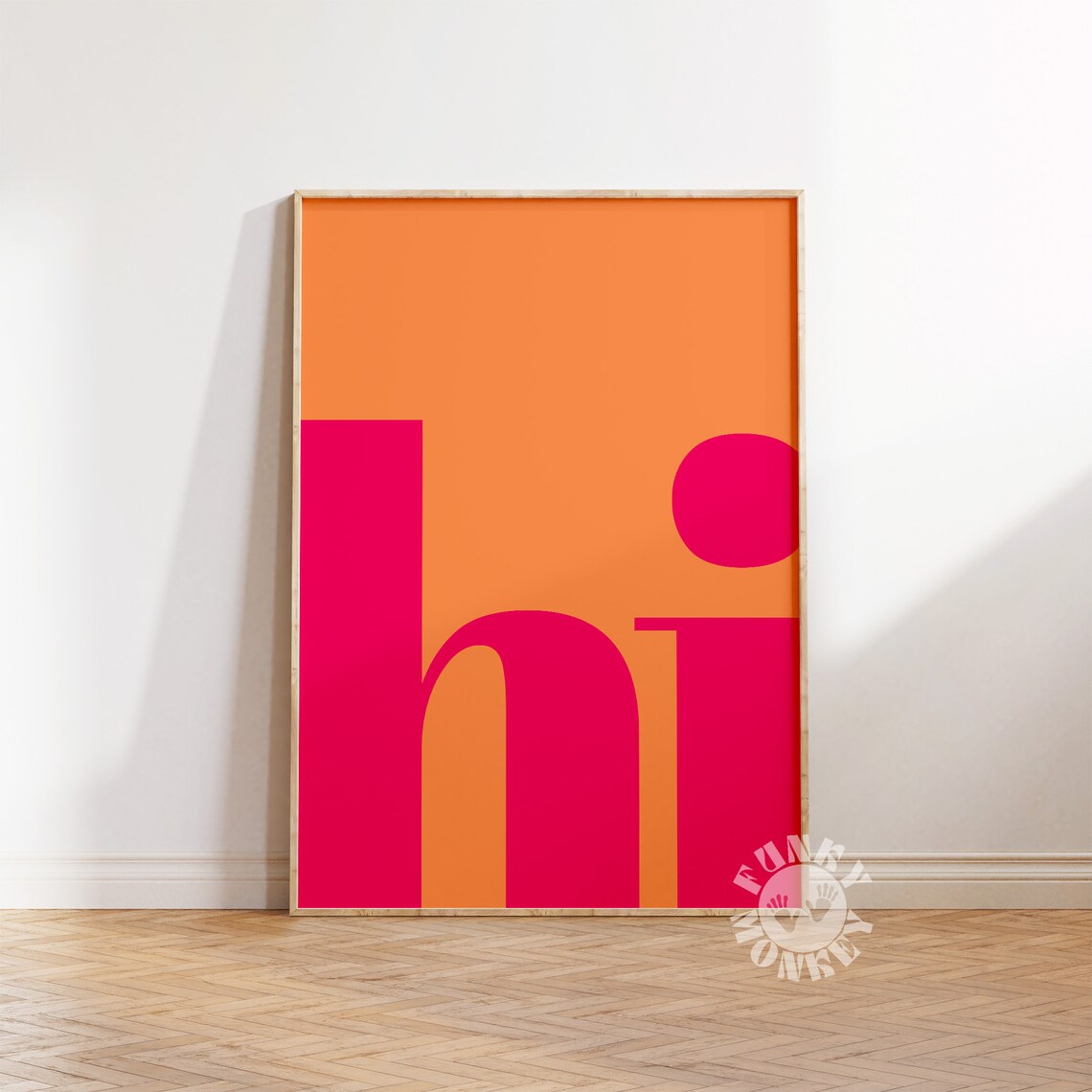 Hi Poster Print, Pink Orange Preppy Typography - Image 2