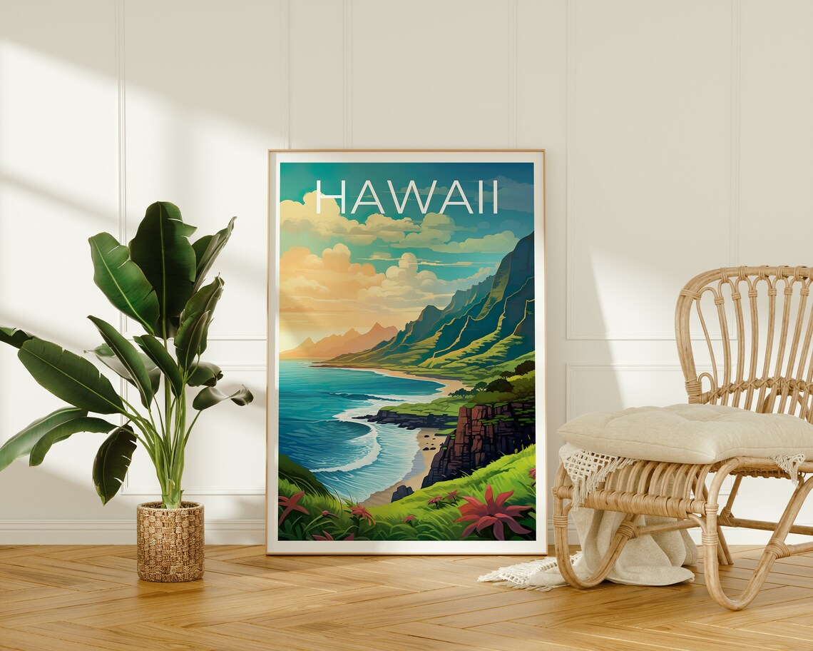 Hawaii Travel Poster, Mountain Landscape - Image 2