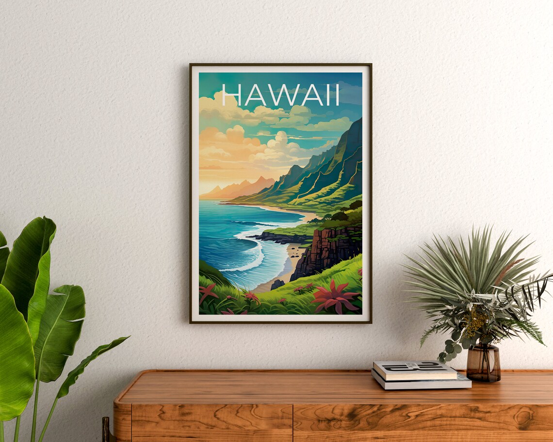 Hawaii Travel Poster, Mountain Landscape - Image 3