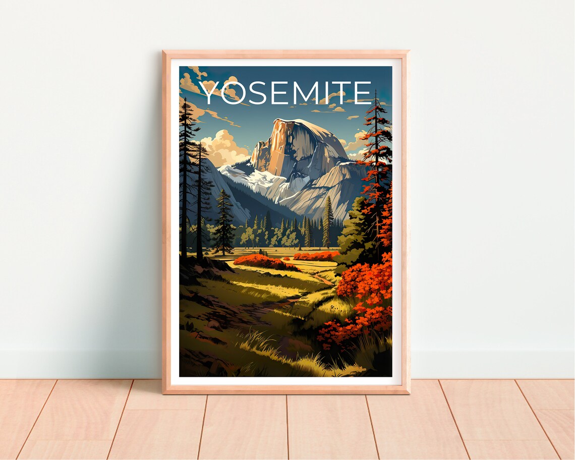 Yosemite Half Dome Travel Poster, National Park Art - Image 4