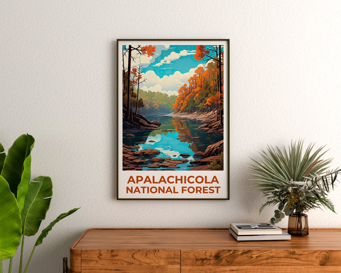 Apalachicola National Forest Florida River Autumn Trees Travel Poster - Image 3