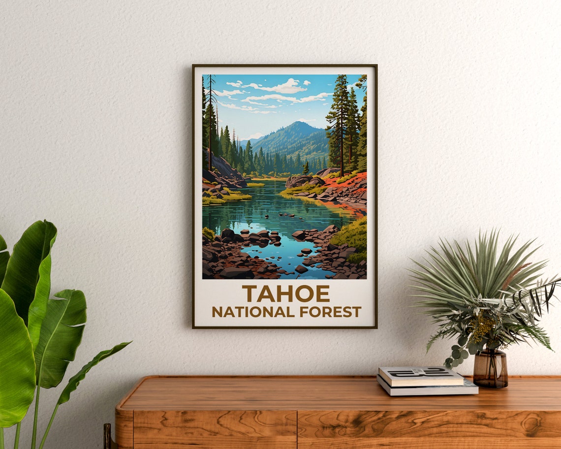 Tahoe National Forest Alpine Lake Pine Reflection Summer View Poster - Image 3