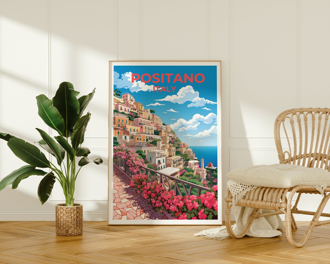 Portofino Italy Colorful Cliffside Village Flowers Travel Poster - Image 2