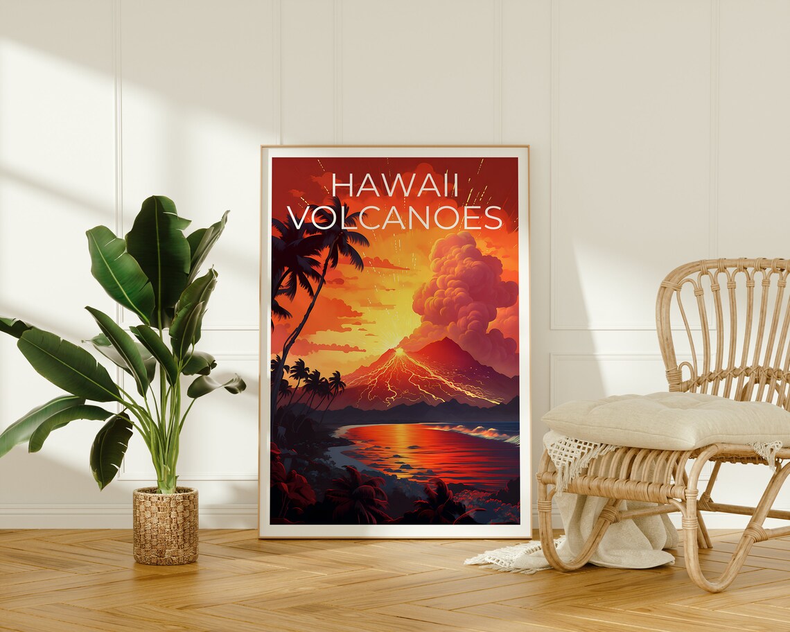 Hawaii Volcanoes Travel Poster, Hawaii Travel Print - Image 2