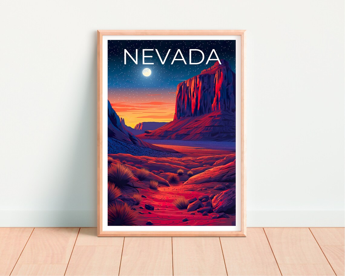 Nevada Desert Travel Poster, Nature Landscape Art - Image 4