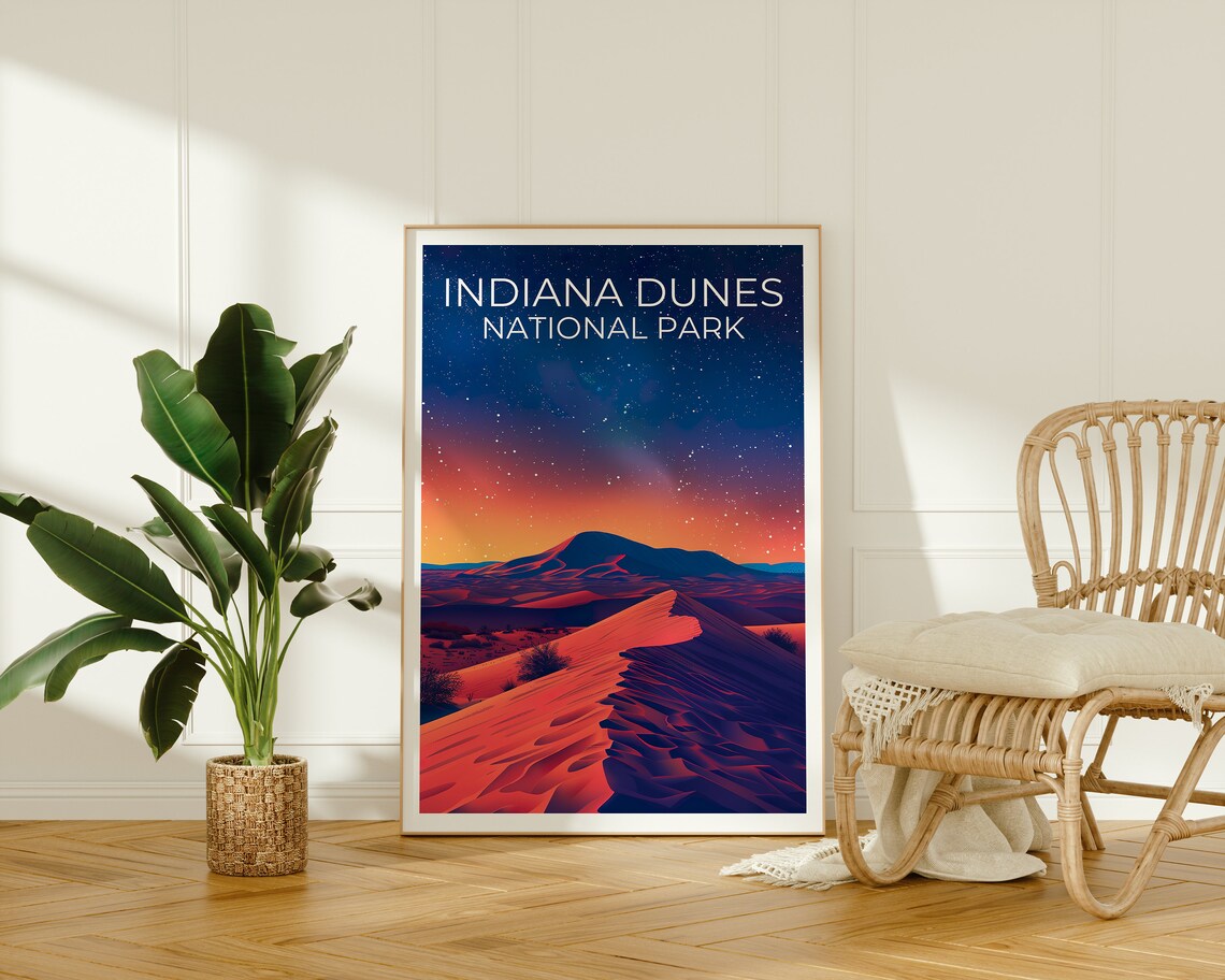 Indiana Dunes National Park Night Milky Way Dune Ridge Desert Poster - Image 2