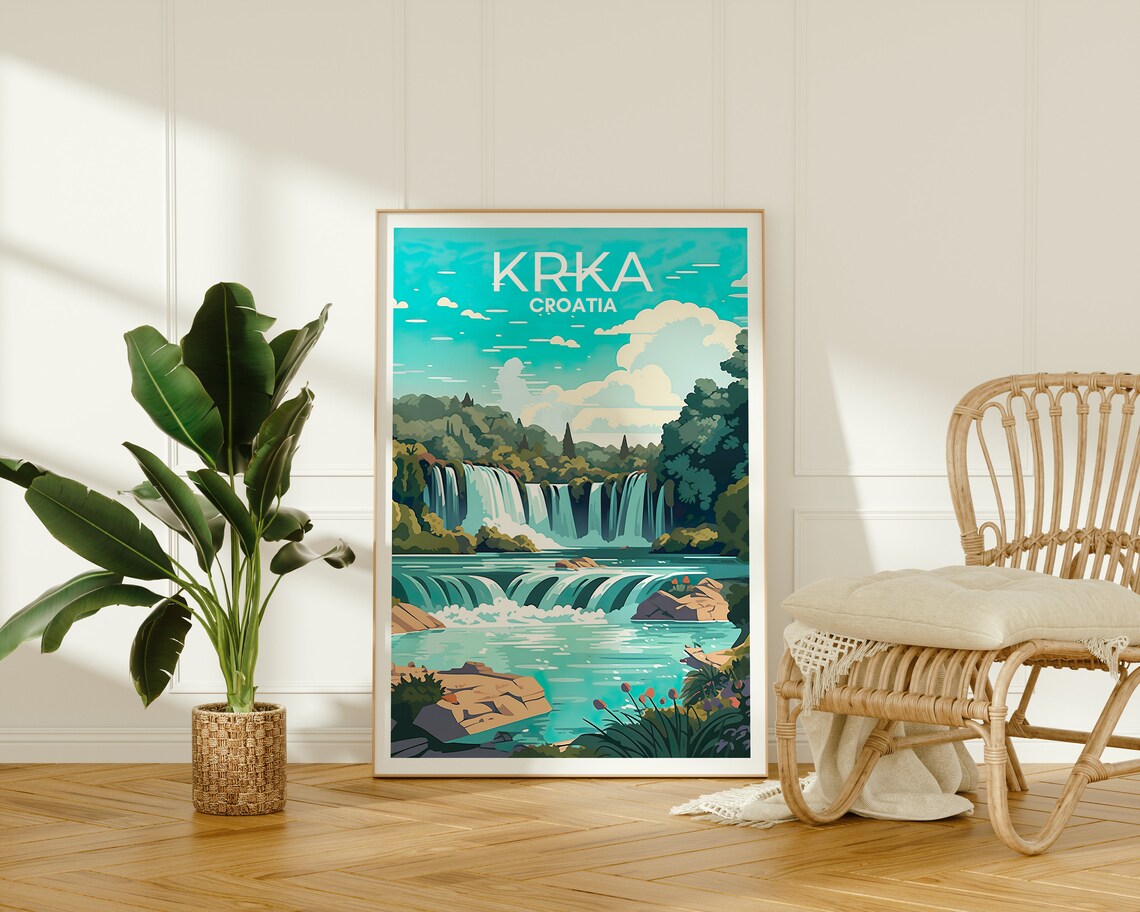 Krka Travel Poster, Croatia Landscape Art Print - Image 2