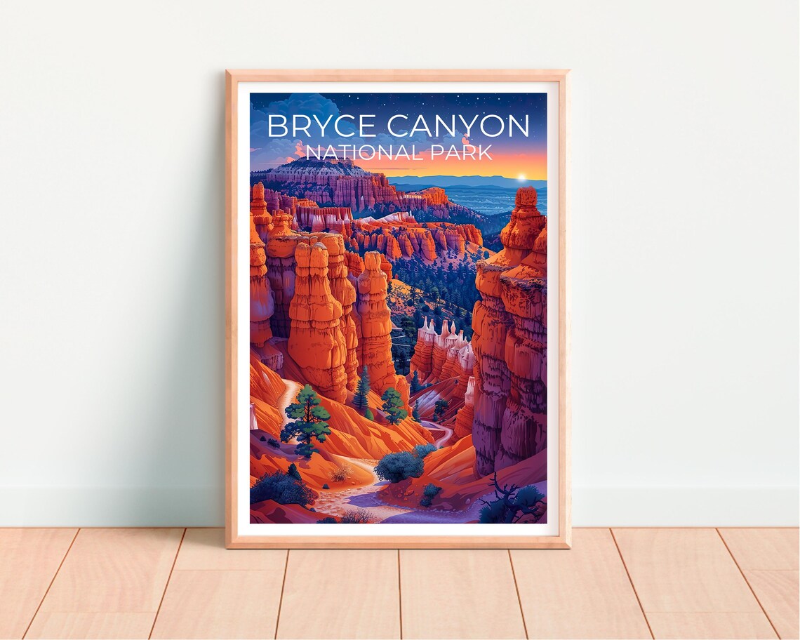 Bryce Canyon National Park Hoodoos Sunrise Red Rock View Travel Poster - Image 4