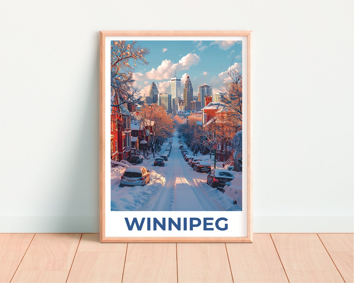 Winnipeg Canada Snowy Winter Street Downtown Skyline Sunrise Poster - Image 4
