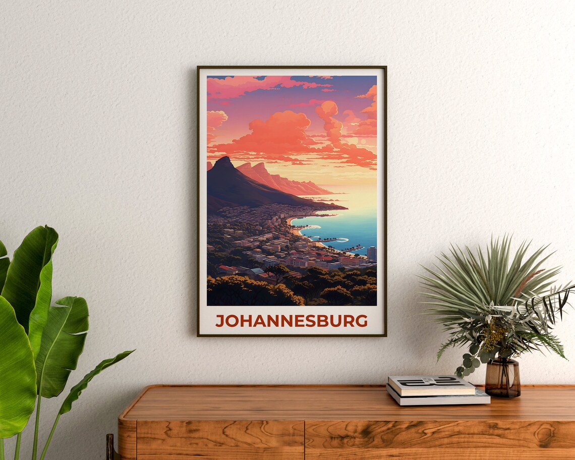 Cape Town South Africa Table Mountain Bay Sunset View Travel Poster - Image 3