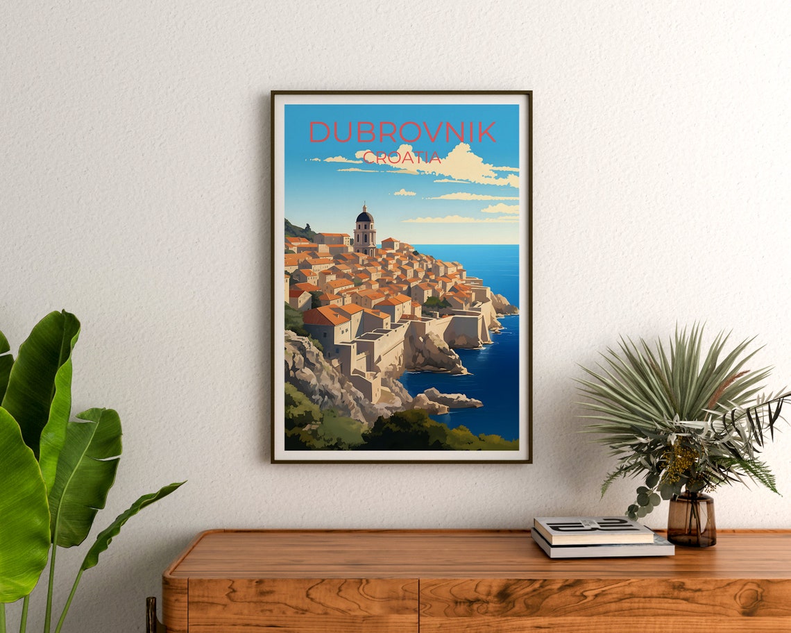 Dubrovnik Croatia Old Town Walls Adriatic Seaside View Travel Poster - Image 3
