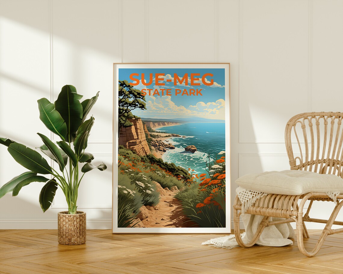 Sue-Meg State Park California Coastal Cliffs Wildflower Trail Poster - Image 2