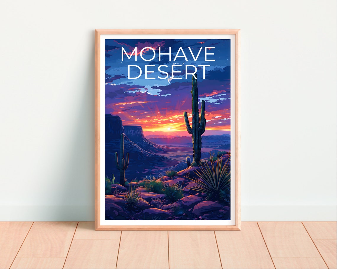 Mohave Desert Sunset Saguaro Cactus Mesa Vibrant Southwest Art Poster - Image 4