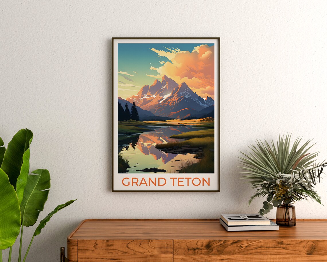 Grand Teton Travel Poster, Wyoming Mountain Print - Image 3