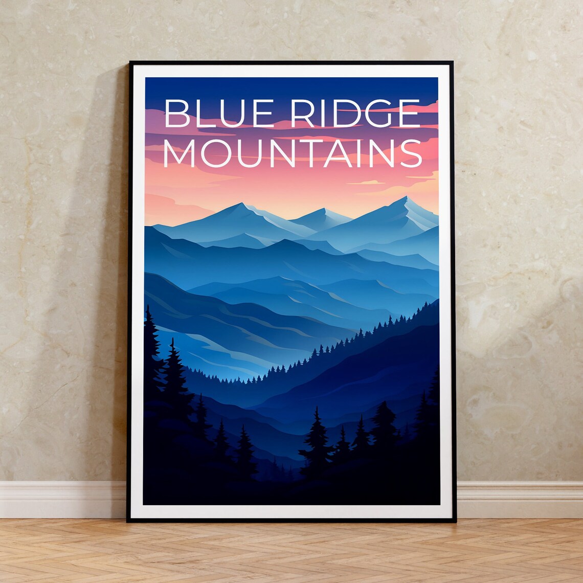 Blue Ridge Travel Poster, Mountain Landscape