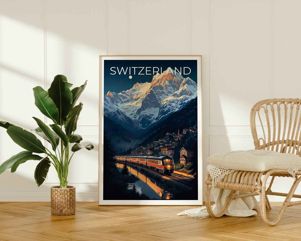 Interlaken Switzerland Travel Poster, Wall Art Print - Image 2